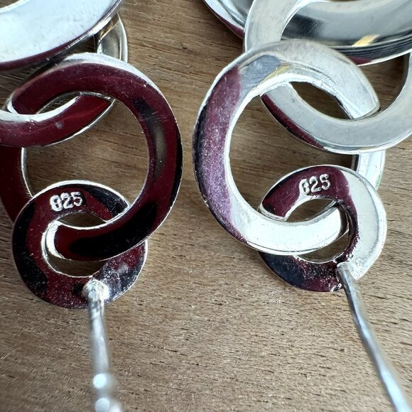 STERLING SILVER EARRINGS - ASSORTED HOOPS DANGLES POSTS - Lot of 13 pair - 50g - Picture 6 of 7